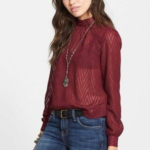 Free People Merlot After Midnight Chevron Blouse